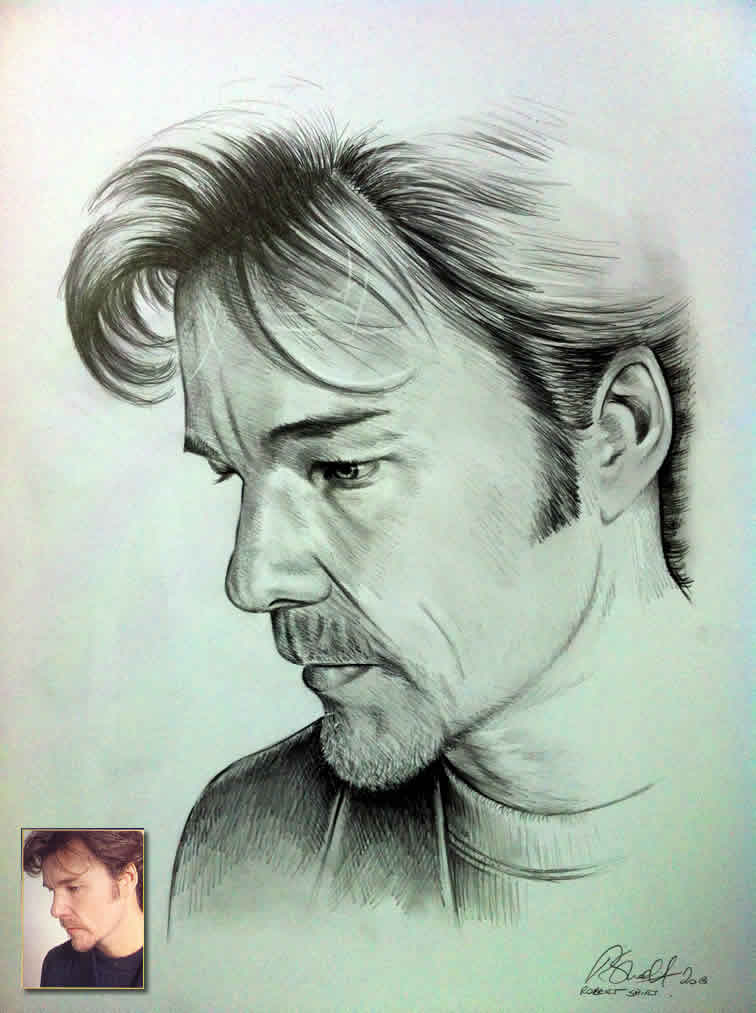 Graphite sketch of man Bobbys Hand Drawn Portraits