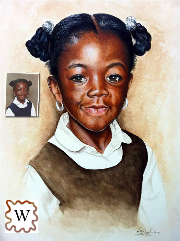 Watercolour portrait of little girl Bobbys Hand Drawn Portraits