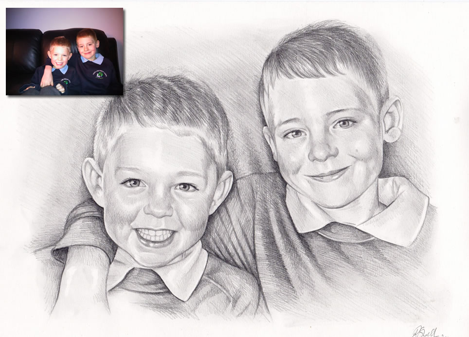 Drawing of the school kids Bobbys Hand Drawn Portraits