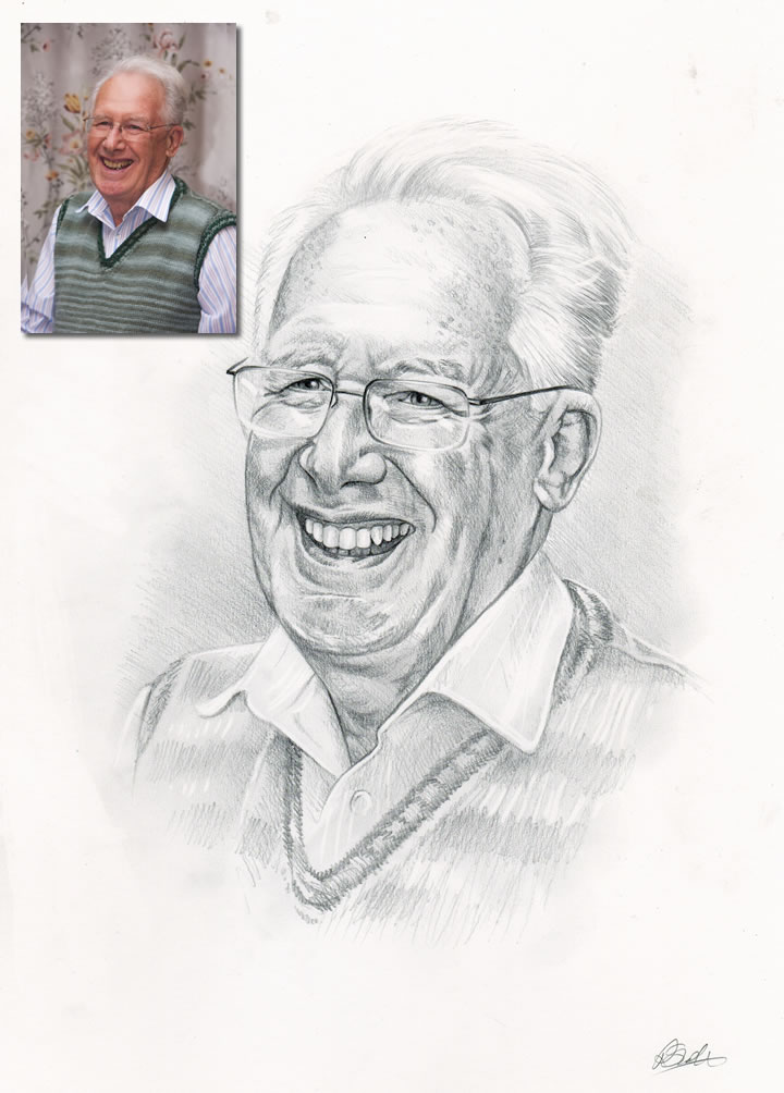 Drawing of the older gentleman Bobbys Hand Drawn Portraits