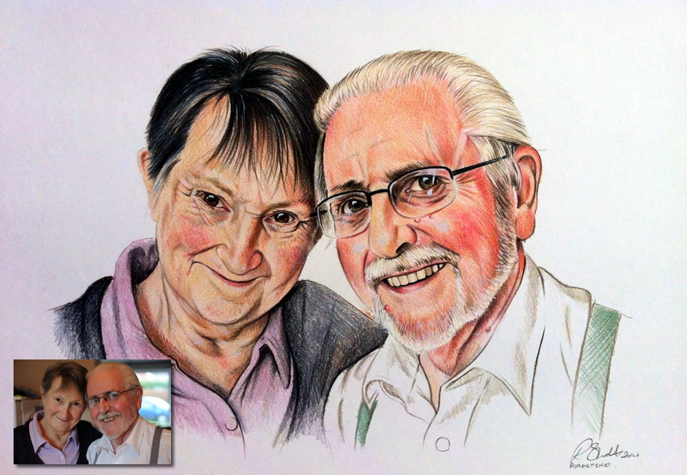 Drawing of the parents Bobbys Hand Drawn Portraits