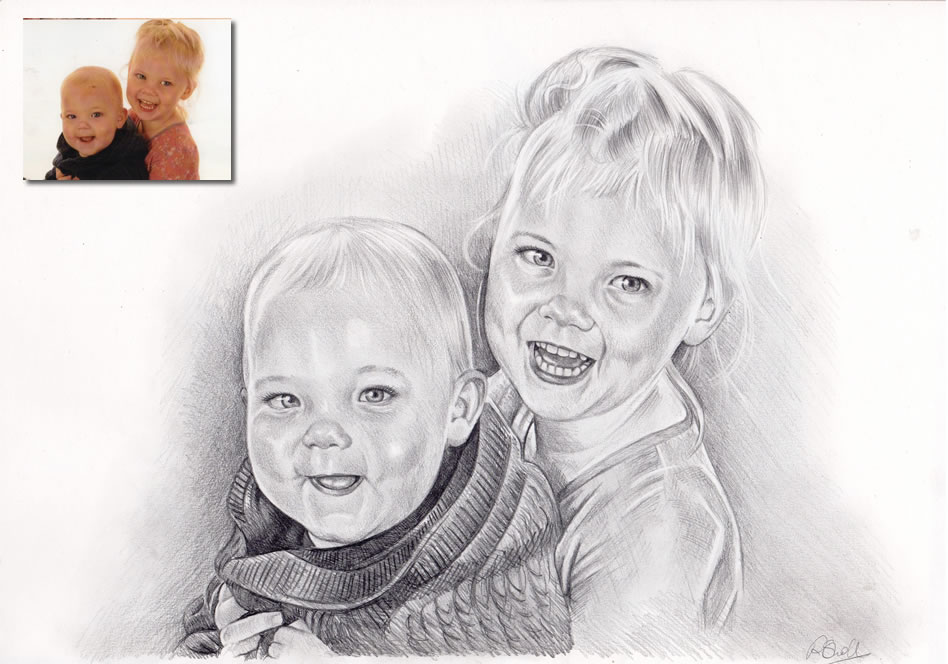 Portrait of the children Bobbys Hand Drawn Portraits