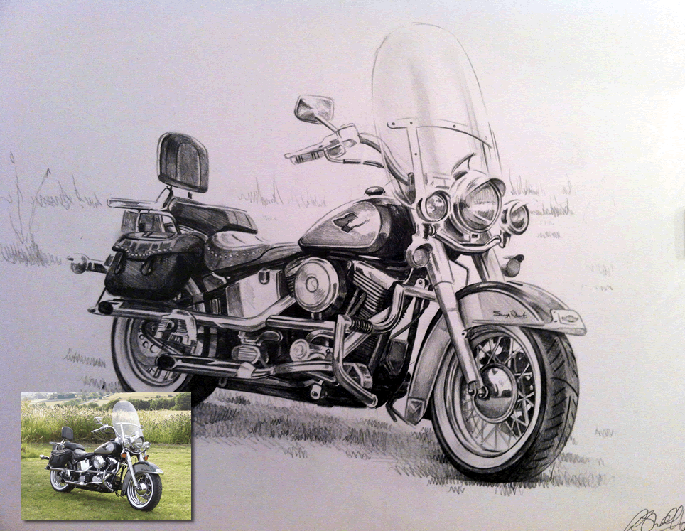 Hand drawn motorbike Bobbys Hand Drawn Portraits