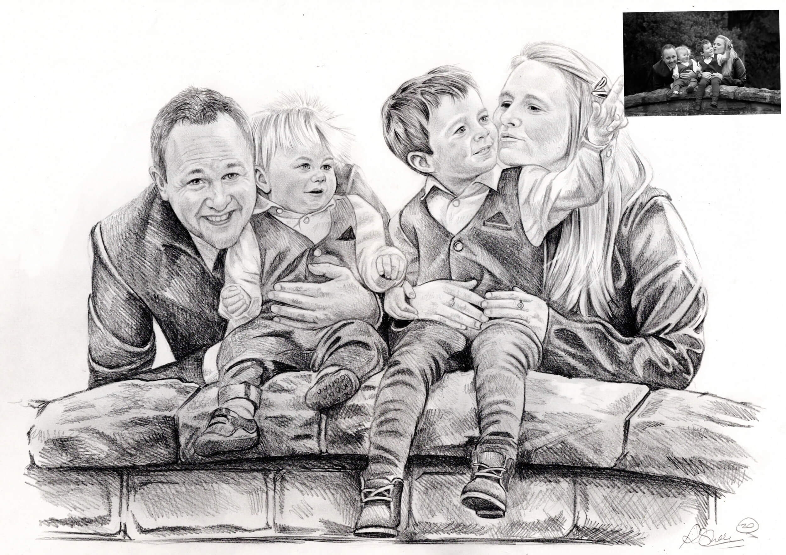 Custom family portrait painting from photo