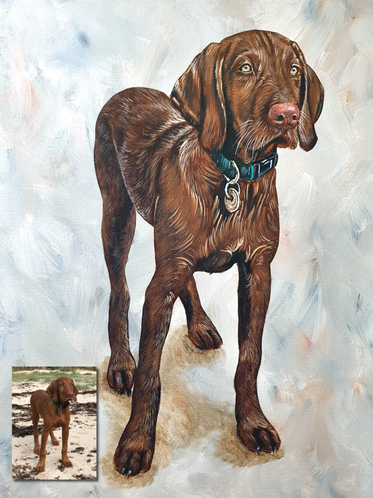 acryylic dog portrait by robert shirt