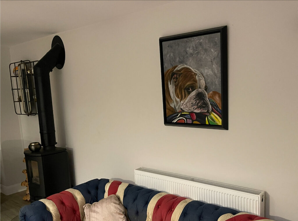 A Bulldog Portrait on Canvas Bobbys Hand Drawn Portraits