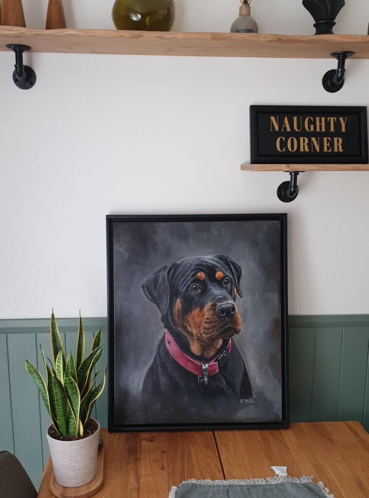 Rottweiler Dog Painting Bobbys Hand Drawn Portraits