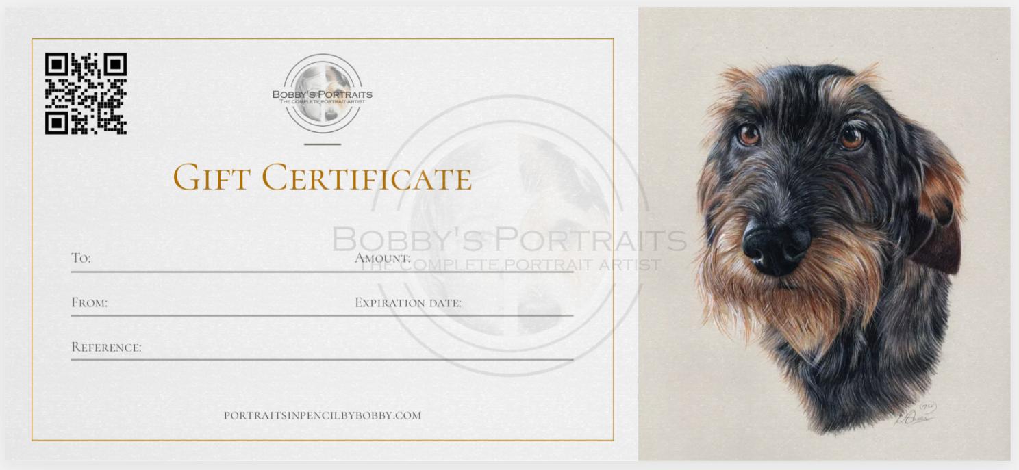 Gift Certificates Bobbys Hand Drawn Portraits